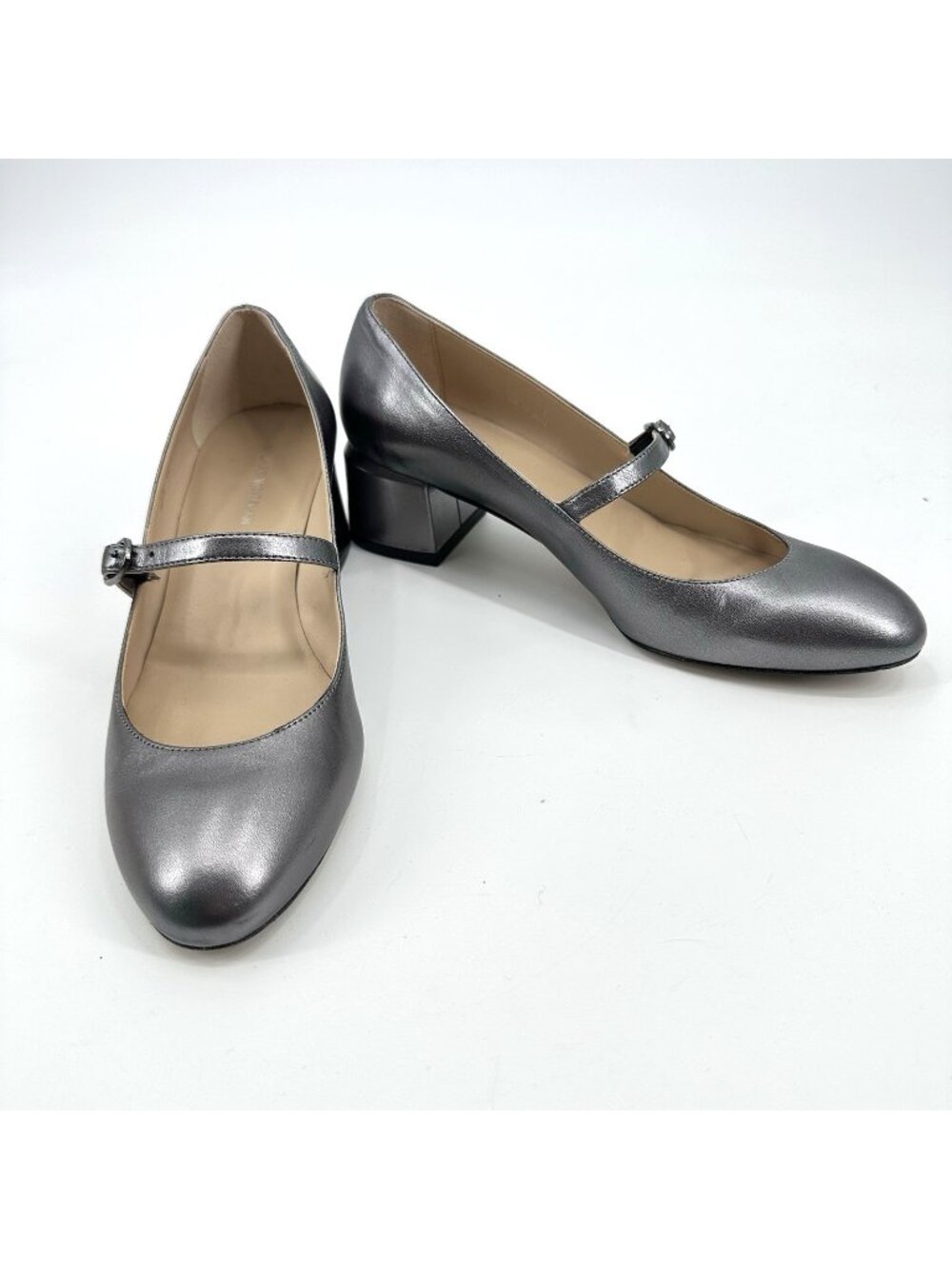 Stuart Weitzman Gabby 45 metallic leather Mary Jane pumps shoes 7.5 heels block